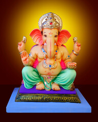 Ganesh sculpture, Lord Ganpati, Ganesha on colourful Background, Ganpati, happy Ganesh Chaturthi.