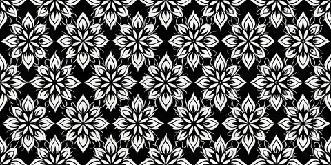 Fototapeta premium Black and white minimalist background with seamless pattern