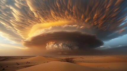 Dramatic Cloud Formation Over Desert Landscape