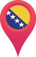 Bosnia flag location pin, flag application, Flag on Location Pin, graphic design, map pointer, vector illustration.