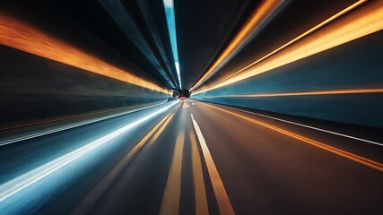 Animation The thrill of speed as a car races through a tunnel, leaving behind a trail of blurred light and color in this vibrant abstract