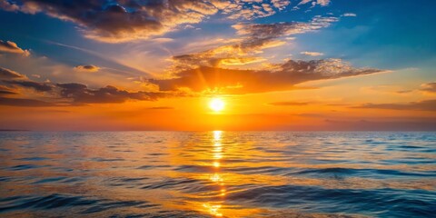 Fototapeta premium Sun's Gentle Descent Towards the Horizon Imbues the Scene with Warmth and Tranquility at Dusk
