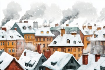 Snow-Covered City Block Scene