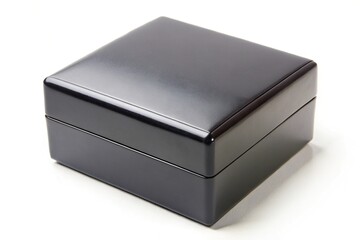 Black plastic gift box isolated on white background