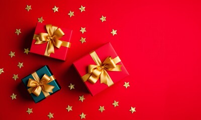 Elegant gift boxes golden ribbons