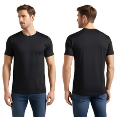 Perfect casual men's black t-shirt mockup. smooth t-shirt front and back, Shirt Mock