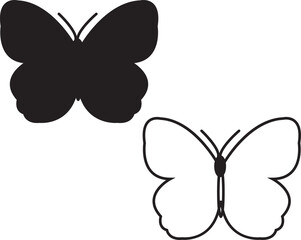 Butterfly continuous line drawing elements set isolated on white background, butterflies design, butterfly drawing.