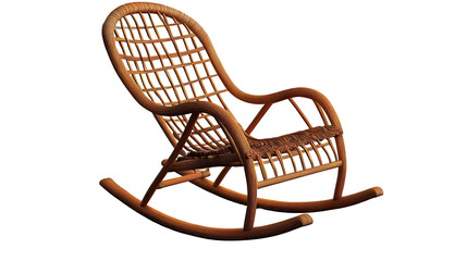 A vintage wooden rocking chair isolated on a white background, perfect for relaxation in any home