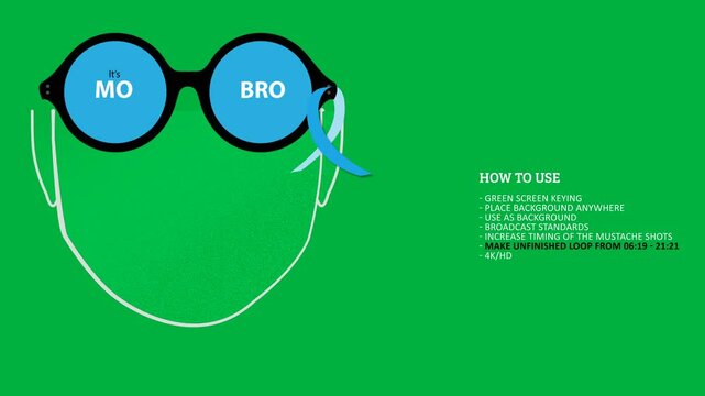 Movember animated glasses and mustache for overlay on real faces, increase/decrease loop, Glasses as separate layer for placement/size etc.