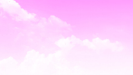 Pink sky with white clouds.