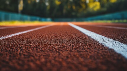 Running track with focus on the lane markings