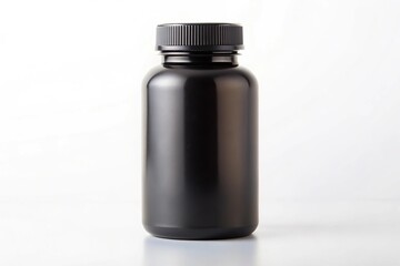 Black pill bottle mock up on white background with leading lines