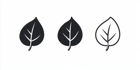 Fototapeta premium Minimalist Black Leaf Icon on White Background, Perfect for Nature, Eco-Friendly Themes, and Modern Graphic Design Projects, Featuring Simple Botanical and Environmental Symbols