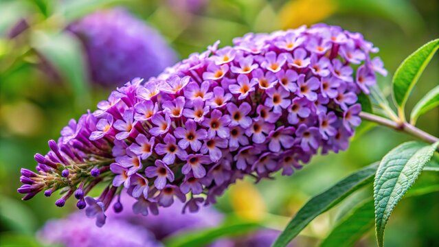 Blooming Macro Rotheca myricoides butterfly bush, colorful Buddleja flowers close-up