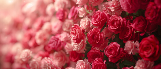 Fototapeta premium Red roses, romantic valentines day background