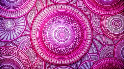 Obraz premium Abstract Circle Patterns with Pink Curves - Modern Doodle Background Design