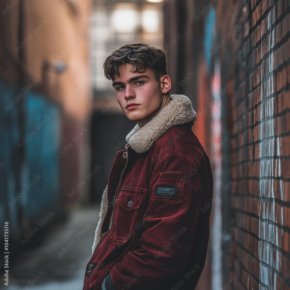 Wall mural trendy young man in urban street style portrait