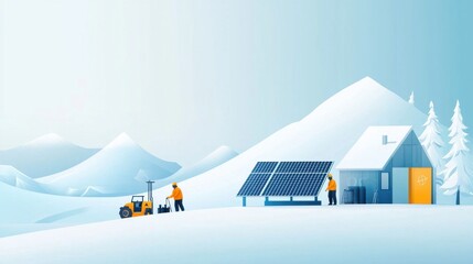 Team of Scientists Installing Solar Panels in Nature