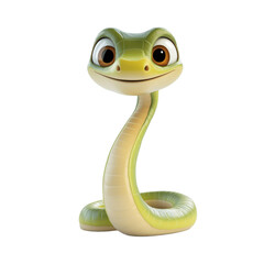 Fototapeta premium Cartoon 3d green character snake isolated on the background. Snake clipart on a transparent background. Generative AI.