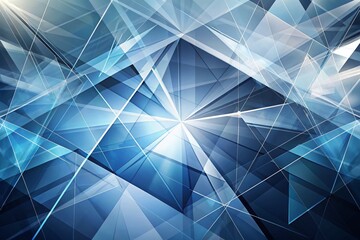 Fototapeta premium Abstract Panoramic Background of Intersecting Lines and Polygons in Gray and Blue for Modern Design Projects