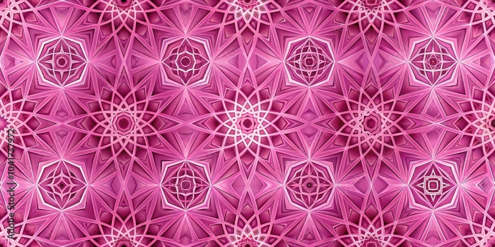 Leinwandbilder an abstract pattern composed of intricate geometric shapes in a vibrant shade of pink, creating a me