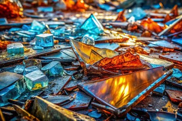 Abstract Shattered Glass and Smashed Metal Background for Artistic Photography