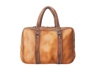 A stylish, brown leather bag with sturdy handles, perfect for travel or everyday use, showcasing a blend of elegance and practicality.