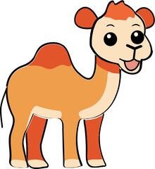 Cute Cartoon Camel Baby Character Element in Standing Pose.
