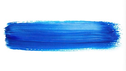 Fototapeta premium Blue paint brush stroke on white background, symmetrical