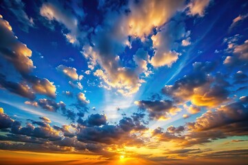 Obraz premium Blue sky reflecting the colors of sunset