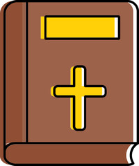 Obraz premium Flat Style Holy Book of Bible Icon in Brown and Yellow Color.