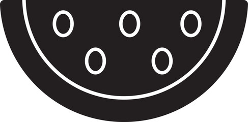 Tasty watermelon slice icon in black and white color.