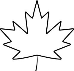 Isolated Maple Leaf Icon in Black Stroke.