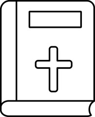 Flat Style Holy Book of Bible Icon in Line Art.
