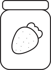 Isolated Strawberry Jam Jar Icon in Black Stroke.