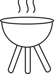 Illustration of Warm Bbq Kettle icon in Black Stroke.