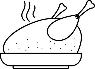 Line Art Illustration of Roasted chicken Icon.