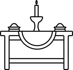 Candle Light Dinner Icon or Symbol in Line Art.