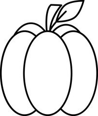 Linear Style Pumpkin Icon in Flat Style.