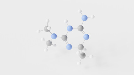 imeglimin molecule 3d, molecular structure, ball and stick model, structural chemical formula anti-diabetic medication