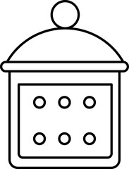 Isolated pressure cooker icon in black line art.