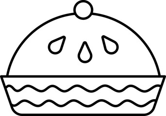 Isolated Delcious Cupcake Icon in Black Line Art.