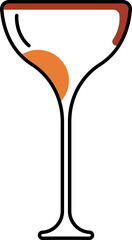 Flat style cocktail glass icon in brown and white color.