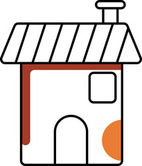 Brown and white home icon in flat style.