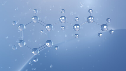 n-methylphenethylamine molecular structure, 3d model molecule, neuromodulator, structural chemical formula view from a microscope