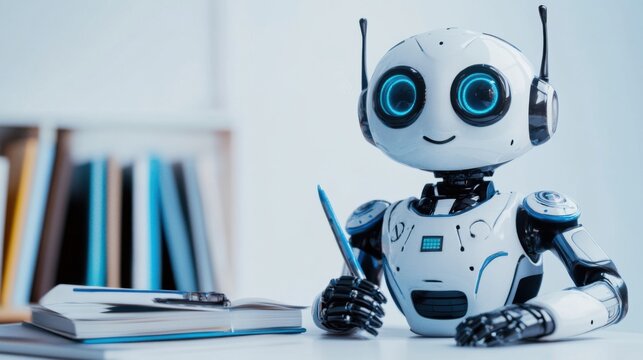 A robotic teacher prototype, lifelike design with educational tools and teaching capabilities, Futuristic style