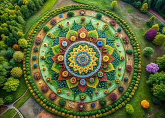Obraz premium Aerial Mandala Ancestral World: Stunning Patterns in Nature's Tapestry