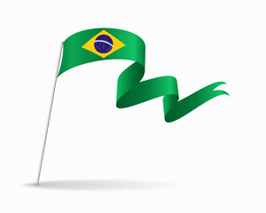 Brazilian flag wavy background layout. Vector illustration.