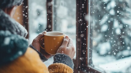 a lonely man in winter