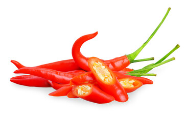 Red chili isolated on white background.